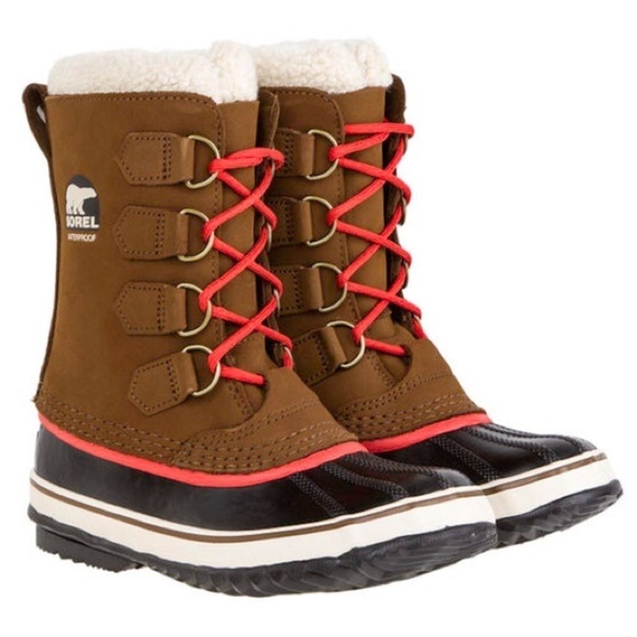 Sorel 1964 Pac 2 Grizzly Bear Red Brown Black Leather Duck Boots - Picture 1 of 9